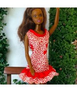 Genuine Barbie Doll Red White Sleeveless Ruffled Cocktail Dress Vintage ... - £10.93 GBP