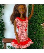 Genuine Barbie Doll Red White Sleeveless Ruffled Cocktail Dress Vintage ... - $264.64 MXN