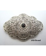 1928 Brand Brooch Pin Victorian Art Deco Marcasite Silver Tone Setting V... - $31.47 CAD