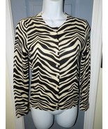 J. Crew Zebra Stripe Beige Cardigan Long Sleeve Size XS Women&#39;s NWOT - £26.02 GBP