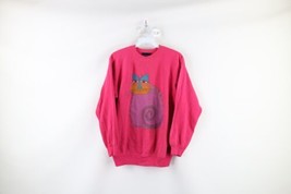 Vintage 90s Streetwear Womens Medium Faded Abstract Cat Kitten Sweatshirt USA - £54.26 GBP