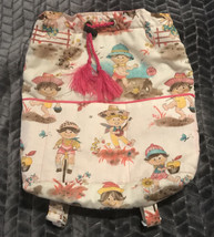 Vtg Quilted Child Size Backpack Pockets Beach Banjo Boys Girls Fishing Cats Bird - £17.58 GBP