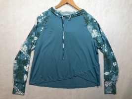 Krimson Klover Hooded Base Layer Top Teal Blue Floral Outdoors Ski Women... - $29.39
