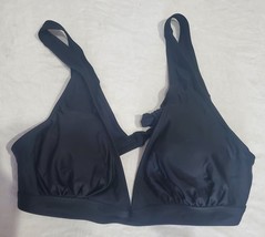 New Black Bikini Halter Top Bathing Suit Tie Back Lined  XL Top Only - $9.00