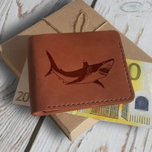 Personalized Сustomized Personalised Custom Leather Wallet for Men Shark Gift - £35.39 GBP