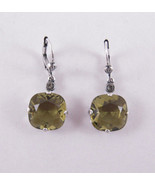 Catherine Popesco Silver Large Khaki Swarovski Crystals Earrings - £32.04 GBP