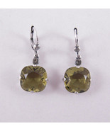 Catherine Popesco Silver Large Khaki Swarovski Crystals Earrings - $56.21 CAD