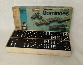 1970 Black Wooden DRAGON Double Nine Dominoes - 55 Pieces - Milton Bradley - £6.95 GBP