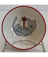 Christmas Cat Ceramic Dish Food Water Bowl Christmas Celebrations New - $21.44 CAD
