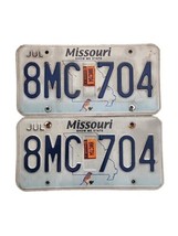 Missouri License Plate  8MC 704  Show Me State 2014 Set Of 2 - £11.47 GBP