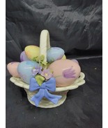 Cosmo Gifts Porcelain Spring Pastel Easter Eggs Basket Music Box - $18.95