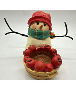 Hallmark Jan Karon Mitford Snowman &quot;Moe&quot; 4&quot; Apple Basket Tea Light Candl... - €17,06 EUR
