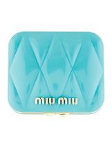 NEW! Genuine MIU MIU Teal Tiffany Blue Quilted Compact Makeup Mirror Metal Clasp - £55.94 GBP