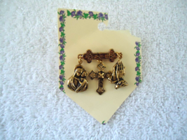 Vintage Praying Hands / Cross / Mary &amp; Jesus Pin / Brooch &quot; BEAUTIFUL IT... - $19.62