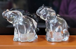 Gorham Crystal Elephant Salt &amp; Pepper Set 3&quot; Tall with Tiny Flaw Germany 1990s - £7.83 GBP