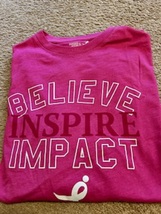 Women&#39;s T-Shirt Pink (Message: Believe Inspire Impact) Size: XL New - £13.42 GBP