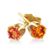 Padparadscha Orange Sapphire Stud Earrings 14K Yellow or White Gold - £159.04 GBP+