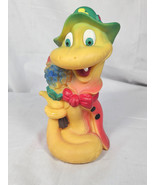 Vintage Soviet Rubber Snake Toy with Hat Flowers Soft Play Toy Russia USSR - $17.95