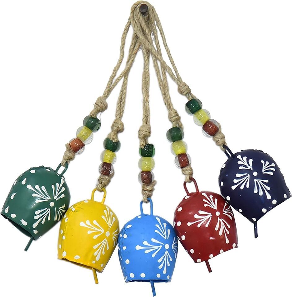 Primary image for Vivanta 5 pcs, 7cm Painted Bells Hanging Harmony Multicolor Festive Décor Witch