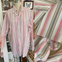 Barneys New York Men Dress Shirt 15R Italy Cotton 15 R EUC pink stripe  - £21.79 GBP