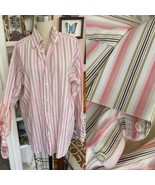 Barneys New York Men Dress Shirt 15R Italy Cotton 15 R EUC pink stripe  - £21.92 GBP