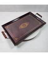 Antique Serving Tray Wall Art Abstract Under Glass Wood w/ Handles 17x11... - $103.31 CAD