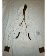 Volcom Womens Dinosaur Spider Web graphic Design WHITE &amp; BROWN JACKET Small - $26.70 CAD