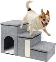 petizer Dog Stairs for Small Dogs, Foldable Pet Stairs for Couch/Bed Deep Gray - £22.71 GBP