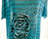 Womens Benal Turquoise Metallic Top Stretch 52” Bust 24” &amp; 28 Large ? SK... - $5.89