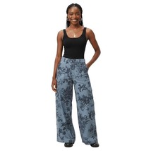 Anthropologie Blue Toile Viscose Palazzo Cargo Pants Wide Leg Elastic Wa... - $89.05