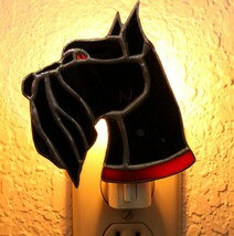 Hobby Stained Glass Night Light Scotty Dog Black and Red Plug Lite - $16.82