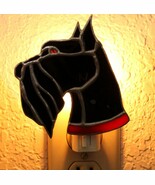 Hobby Stained Glass Night Light Scotty Dog Black and Red Plug Lite - $319.69 MXN