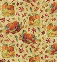 David Textiles Fabric, Fall Leafs and Pumpkins, 1 Yard 36” x 44”, 100% Cotton - £7.95 GBP