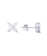 18ct White Gold Natural Marquise Diamond Four Leaf Stud Earrings 0.75ct - $30,927.17 MXN