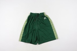 Vintage Russell Athletic Mens Small Spell Out Gym Basketball Shorts Green Gold - £22.54 GBP
