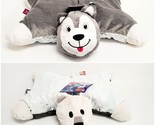 NEW Flipazoo Reversible Pillow 15.5 in. plush gray husky &amp; white bear w/... - £8.74 GBP