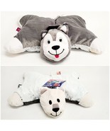 NEW Flipazoo Reversible Pillow 15.5 in. plush gray husky &amp; white bear w/... - £8.72 GBP