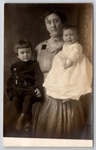 RPPC Victorian Mother Two  Children Cute Awesome Little Clothes Postcard H21 - $9.95