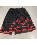 Black Half Slip With Embroidered Red Cherries - Medium - €12,68 EUR