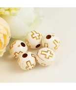 50 Cross Beads White Gold Spacers Acrylic Religious Catholic Findings 8m... - €3,96 EUR