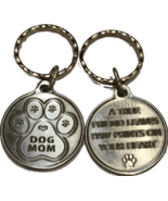 Dog Mom - A True Friend Dog Pet Keychain Pewter Color RecoveryChip Design - £4.78 GBP