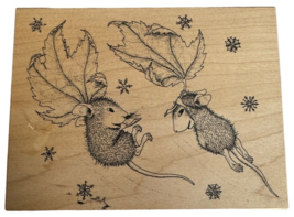 Stampa Rosa Rubber Stamp House Mouse Winter Wind Mouse Flying Leaves Snow Muzzy - £27.56 GBP