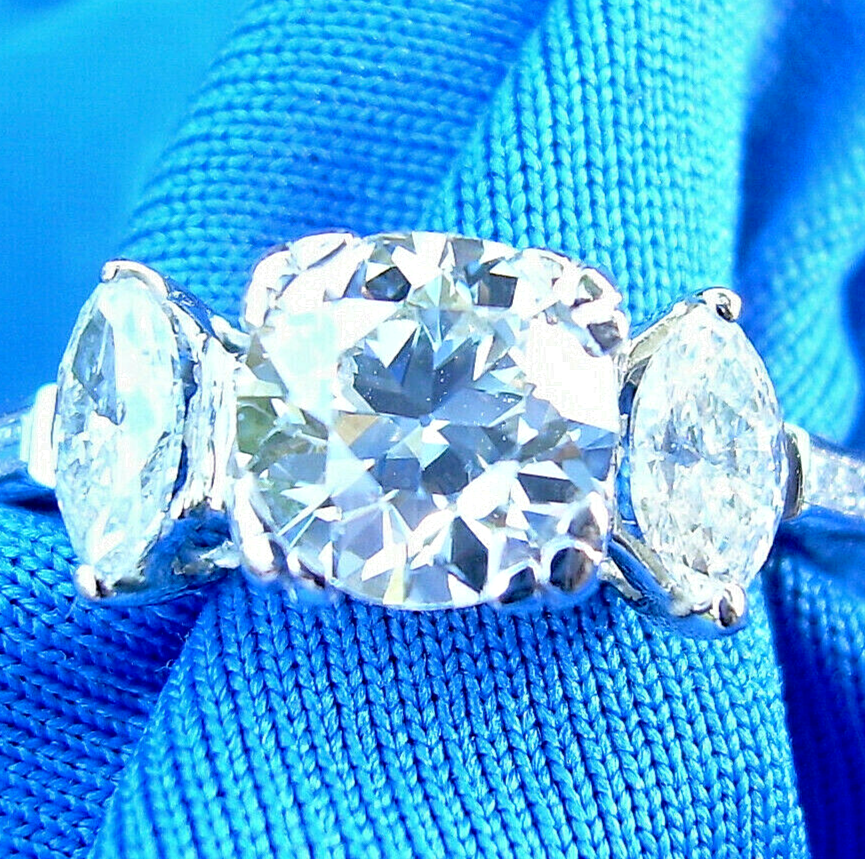 Earth mined Diamond Engagement Ring 2 carat Vintage Deco Platinum Solitaire 7.5 Item image 4