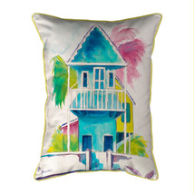 Betsy Drake W. Palm Hut Blue Large Indoor Outdoor Pillow 16x20 - £37.59 GBP