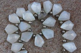 Natural, 20 piece faceted fancy white MOONSTONE briolette beads, 12x17 mm app, w - £51.35 GBP