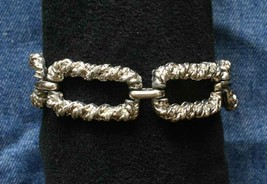 Elegant Mid Century Modern Textured Silver-tone Vintage Link Bracelet 7&quot; - £10.23 GBP