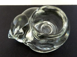 Votive Candle Holder Avon Sleeping Cat Solid Glass Clear Cozy Curled Kitty - £11.77 GBP