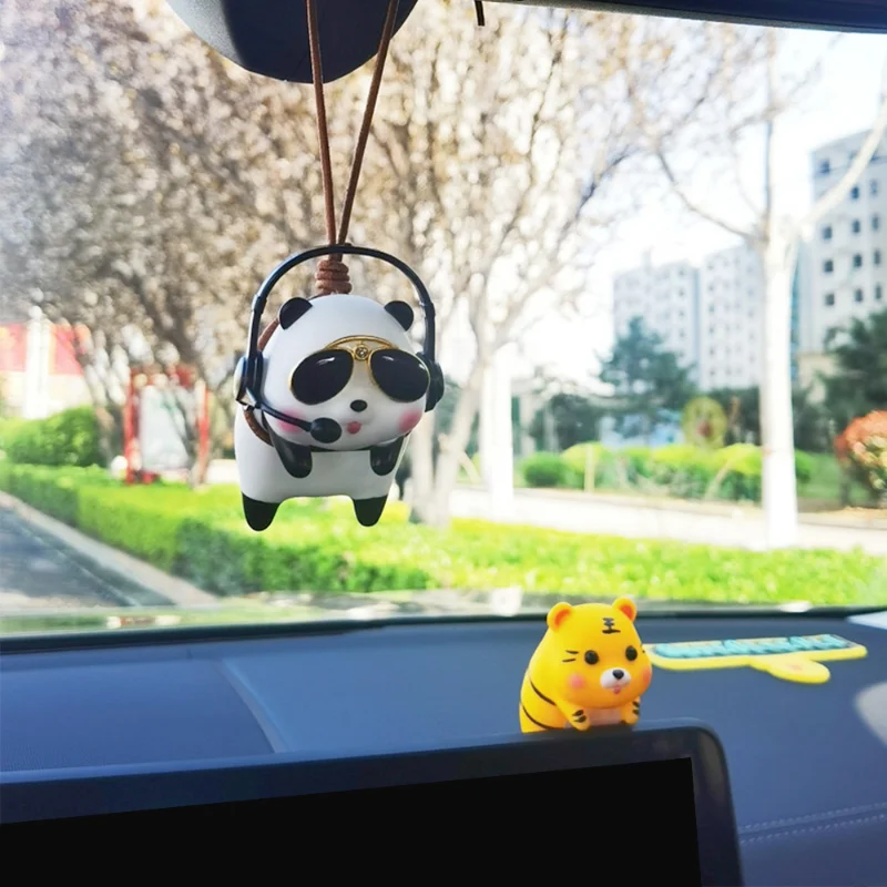 Cute Panda Tiger Piggy Car Ornaments Center Console Rearview Mirror Decoration - £11.82 GBP+