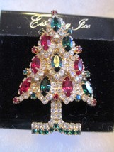 Eisenberg Ice Christmas Tree Brooch Red,Green &amp; Clear  Vintage  - £47.54 GBP