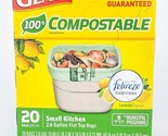 Glad Kitchen Compostable Green Trash Bags Febreze Fresh Lemon 2.6 Gallon... - $13.50
